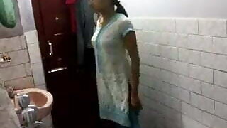 Indian girl in bathroom