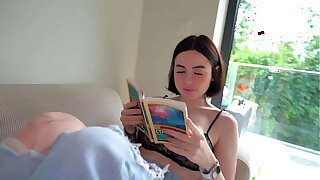 Stepsister really wanted to help with my homework, but she got a cock in her pink pussy